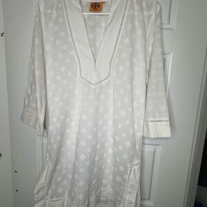 Tory Burch Cream Embroidered Tunic